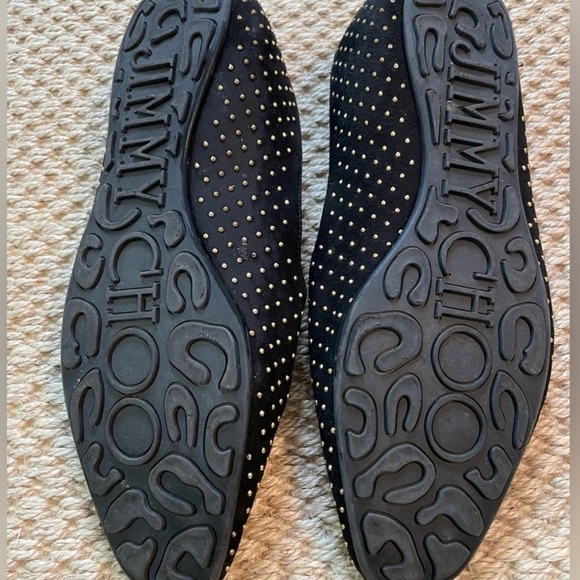 Jimmy Choo Black and gold Studded Loafers - Picture 6 of 6